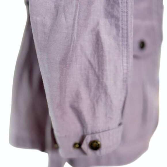 VTG‎ LL Bean Womens Utility Trench Coat Size S Belted Hooded Snap Zip Lavender - Picture 6 of 13